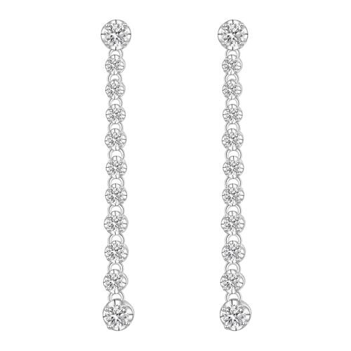 Long Moissanite Dangle Earrings - 925 Sterling Silver Earrings Linear Drop Earr